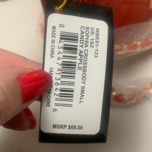 NWT Bebe Crossbody Sophia Quilted Handbag Chain Strap Purse Shoulder Cherry Red - Picture 7 of 12